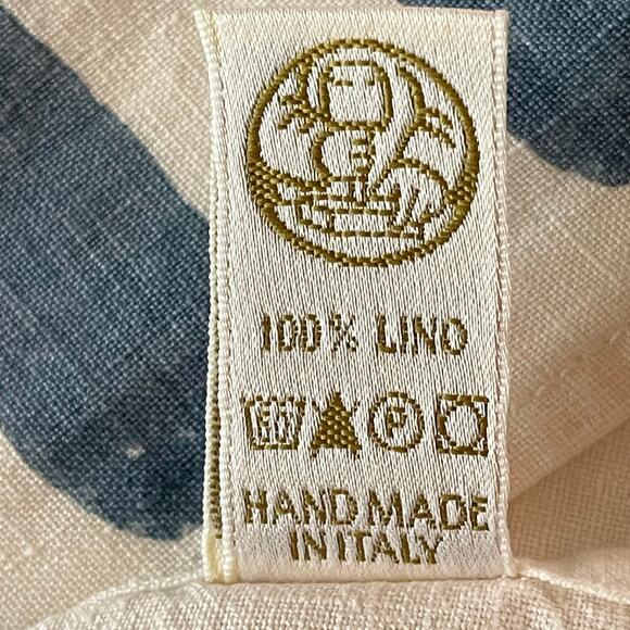 Bertozzi Stampa A Mano Linen Table Runner Chambray Fork Hand Printed In Italy - Picture 7 of 7